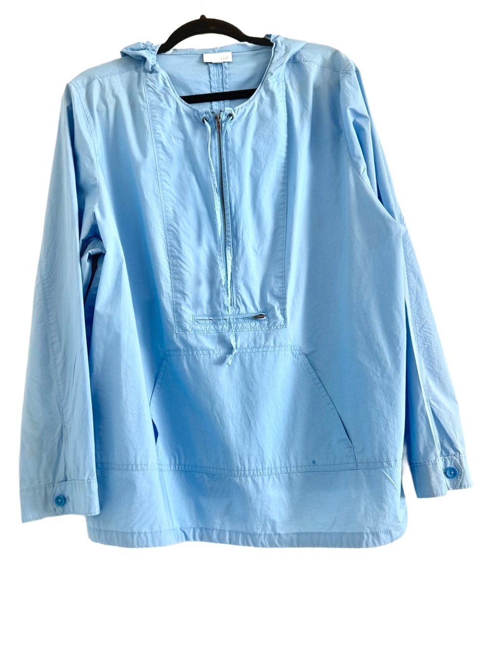 J Jill Womens Blue Hoodie Windbreaker Lightweight Spring Jacket 1/2 Zip XL